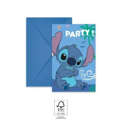 Pozvánky a obálky EKO - Stitch & Angel 6ks