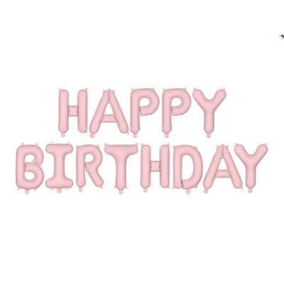 Set "Happy Birthday" růžový - fóliové balónky