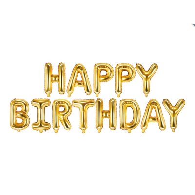 Set "Happy Birthday" zlatý - fóliové balónky