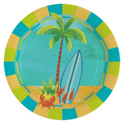Talířky papírové EKO - Surf party 23 cm, 8 ks