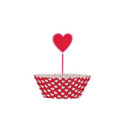 Cupcake košíček - Valentýnská srdce 24ks