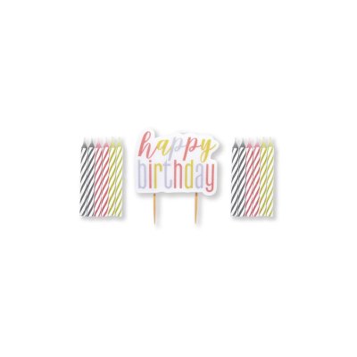 Set svíček - růžovo-zlatý Happy Birthday! 13ks