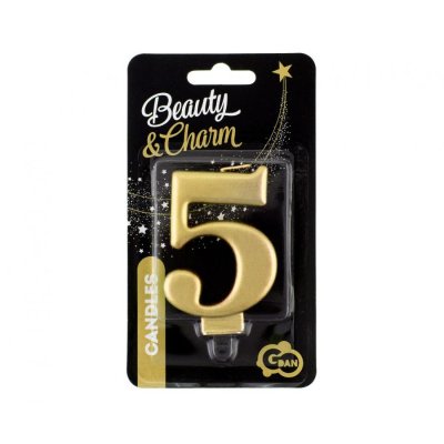 Svíčka dortová číslo 5 zlaté metalické, 8cm - 72855.jpg