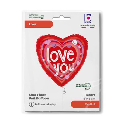 Srdce "love you" 18"/46cm kruh fóliový balónek nafukovací - 26418p-p-b.jpg