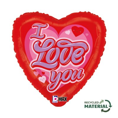 Srdce RETRO "l Iove you" 18"/46cm kruh fóliový balónek nafukovací