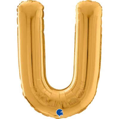 PÍSMENO ZLATÉ U (66cm,26") fóliový balónek nafukovací