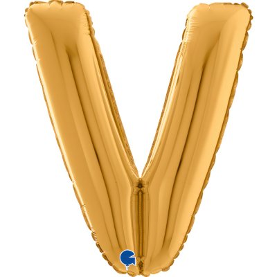 PÍSMENO ZLATÉ V (66cm,26") fóliový balónek nafukovací