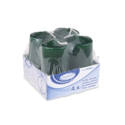 Svíčka válcová tmavě zelená 4x8cm, 4ks - svicka-valcova-tmave-zelena-40-x-80-mm-4-ks2.jpg