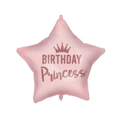 Hvězda Birthday Princess - fóliový balónek 46cm