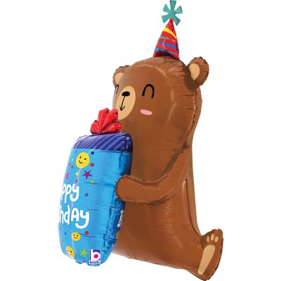 Medvídek HB dárek 34"/86cm fóliový balónek nafukovací - 25360-birthday-smiley-gift-bear-quarter2-b.jpg