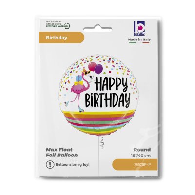 Kruh HB s plameňákem s balónky 18"/46cm fóliový balónek - 26528p-p-b.jpg