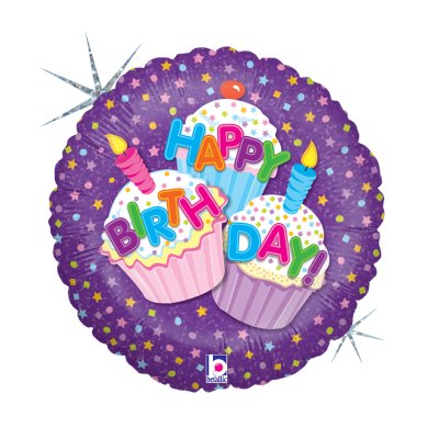 Cupcake HB 18"/46cm kruh fóliový balónek nafukovací