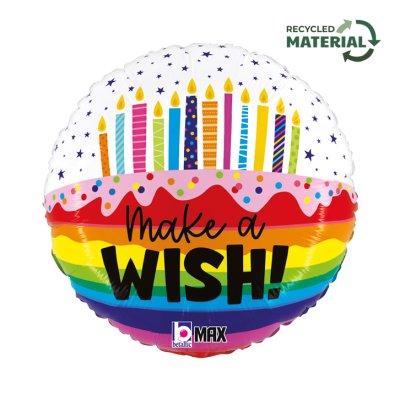 Dort - Make a wish! 18"/46cm kruh fóliový balónek nafukovací