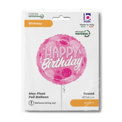 Růžové puntíky HB 18"/46cm kruh fóliový balónek nafukovací - 26457p-p-b.jpg