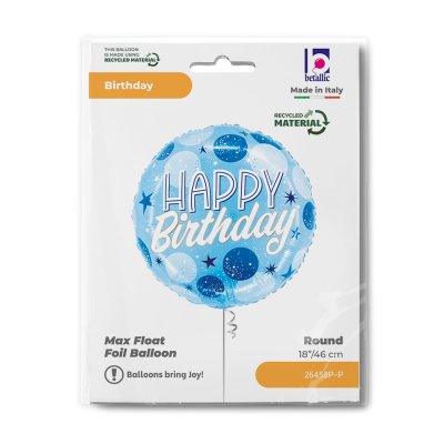 Kruh HB modrý s puntíky 18"/46cm fóliový balónek - 26458p-p-b.jpg