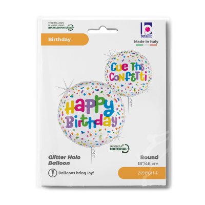 Kruh "HB/Cue the Confetti" 18"/46cm fóliový balónek - 26519gh-p-b.jpg