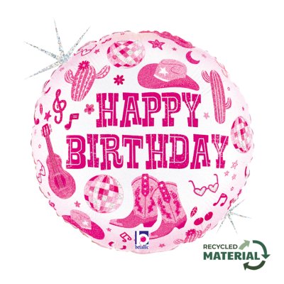 Cowgirl Birthday 18"/46cm kruh fóliový balónek nafukovací