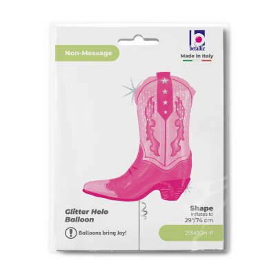 Kovbojská bota růžová 29"/74cm kruh fóliový balónek nafukovací - 25542gh-p-b.jpg