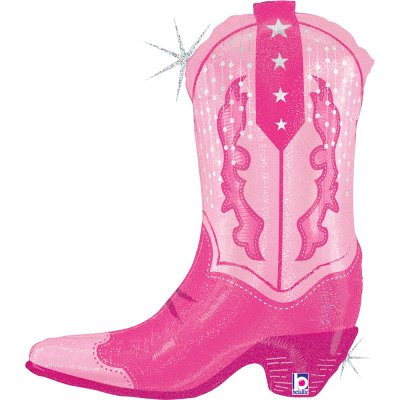 Kovbojská bota růžová 29"/74cm kruh fóliový balónek nafukovací