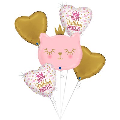 SET kočka HB princezno 5ks - fóliové balónky nafukovací