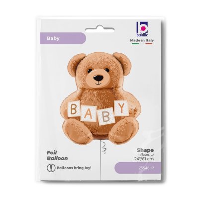 Medvídek s nápisem BABY 24"/61cm fóliový balónek nafukovací - 25548-p-b.jpg