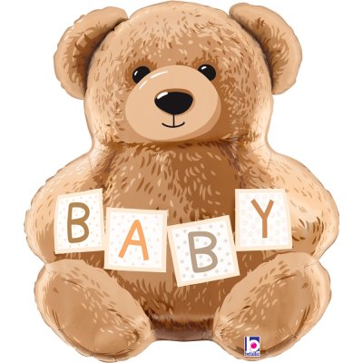 Medvídek s nápisem BABY 24"/61cm fóliový balónek nafukovací