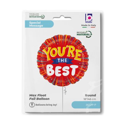 Červený - You're The Best 18"/46cm kruh fóliový balónek nafukovací - 26227p-p-b.jpg