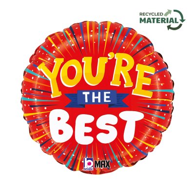 Červený - You're The Best 18"/46cm kruh fóliový balónek nafukovací