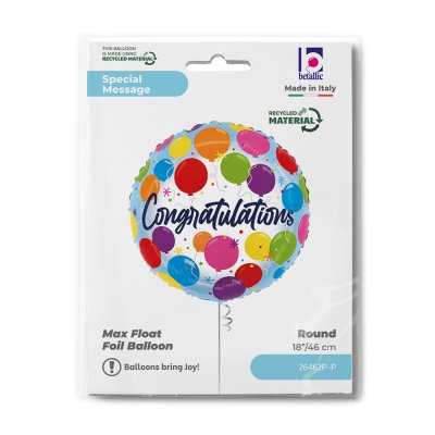 Kruh "Congratulations" s balónky 18"/46cm fóliový balónek - 26462p-p-b.jpg