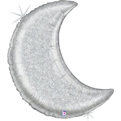 Měsíc stříbrný lesklý 37"/94cm fóliový balónek nafukovací