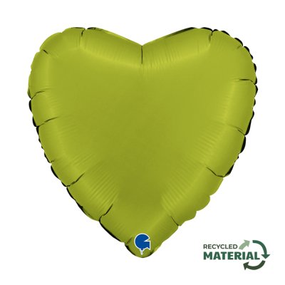 Srdce saténová matcha zelená 18"/46cm fóliový balónek nafukovací