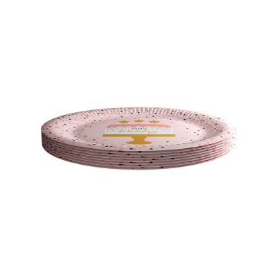 FSC Talířky papírové - HB konfety růžové 23cm, 8ks - pl23rc07-hb-rose-confetti-plates-02-b.jpg