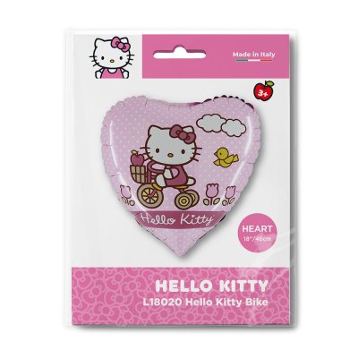 Hello Kitty na kole srdce 18"/46cm fóliový balónek nafukovací - l18020-p-b.jpg