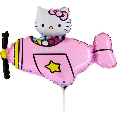 MINI Hello Kitty letadlo růžové 14"/35cm fóliový balónek nafukovací