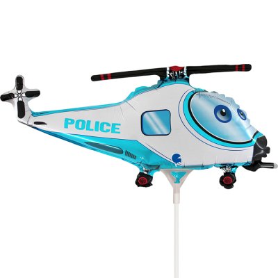 MINI Vrtulník policie modrý 14"/35cm fóliový balónek nafukovací