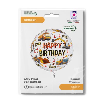 Stavební stroje HB 18"/46cm kruh fóliový balónek nafukovací - 26468p-p-b.jpg