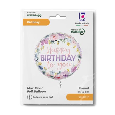 Kruh "HB To You" s květinami 18"/46cm fóliový balónek - 26530p-p-b.jpg