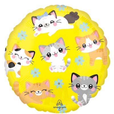 Kruh - Kočky 45cm - fóliový balónek
