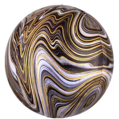 Koule 3D - Mramor černý 38x40cm - fóliový balónek