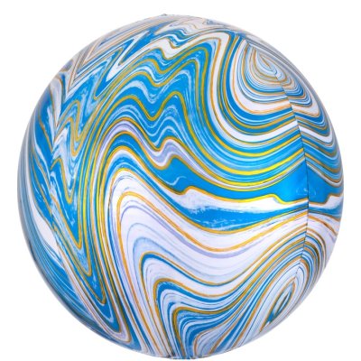 Koule 3D - Mramor modrý 40cm - fóliový balónek