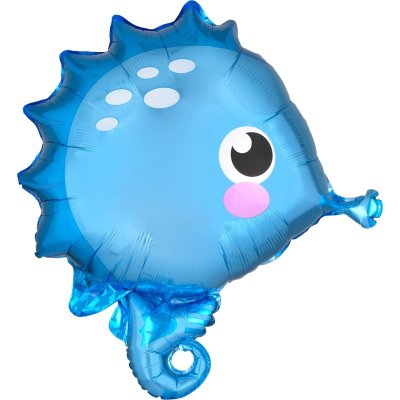 Mořský koník modrý 53cm - fóliový balónek