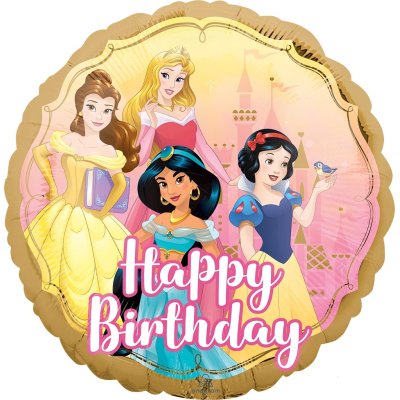 Kruh - Disney princezny Happy Birthday 43cm - fóliový balónek - 42386-Princess-Once-Upon-A-Time-Birthday-Side-2.jpg