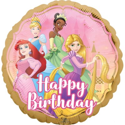 Kruh - Disney princezny Happy Birthday 43cm - fóliový balónek