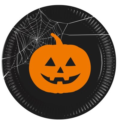 Talíře papírové EKO - Halloween dýně 23cm/8ks (dva motivy)