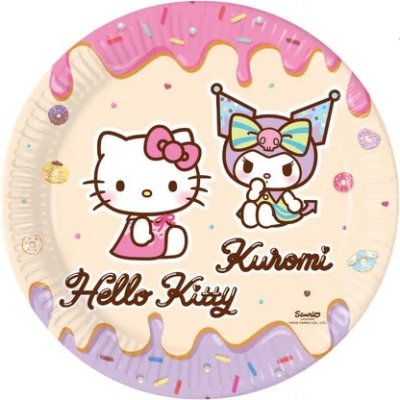 Talíře papírové EKO - Hello Kitty a Kuromi 23cm/8ks