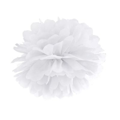 Pom pom - bílý papírový dekorační, 25cm