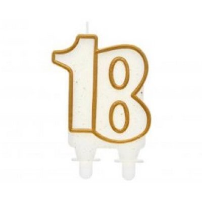 Svíčka dortová číslo 18 zlaté okraje