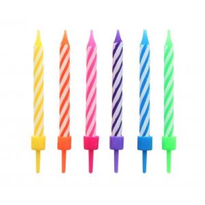 Svíčky dortové mix barev, spirálový motiv, 6cm/24ks