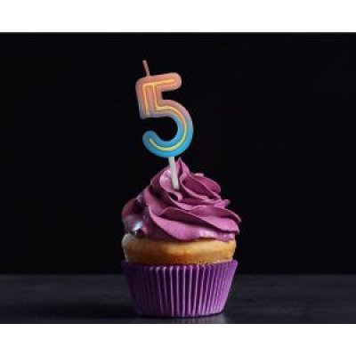 Svíčka dortová číslo 5 NEON barevná 4,4cm - 65857.jpg