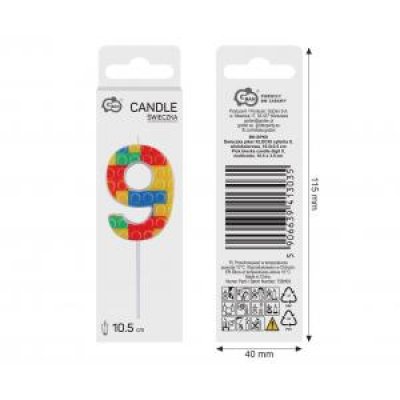 Svíčka dortová číslo 9 STAVEBNICE barevná 10,5cm - 97734.jpg